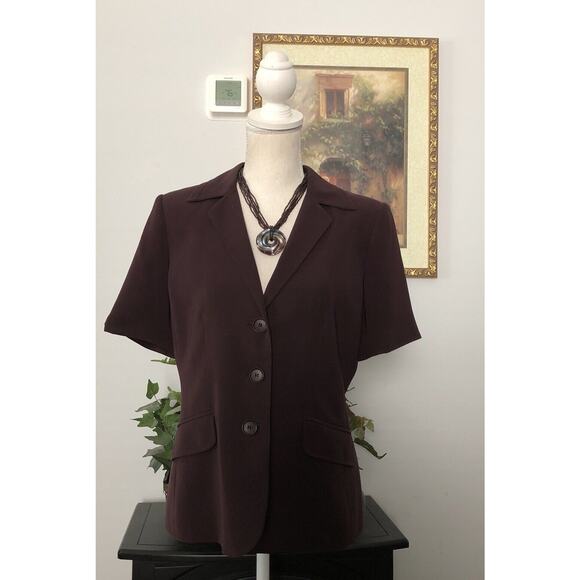 Kasper Blazer Jacket size 8P Short Sleeve Open Front 3 Buttons - Picture 9 of 13